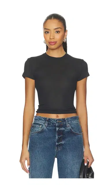 Skims Sheer Cotton Crewneck Standard T-Shirt | Thumbnail 1