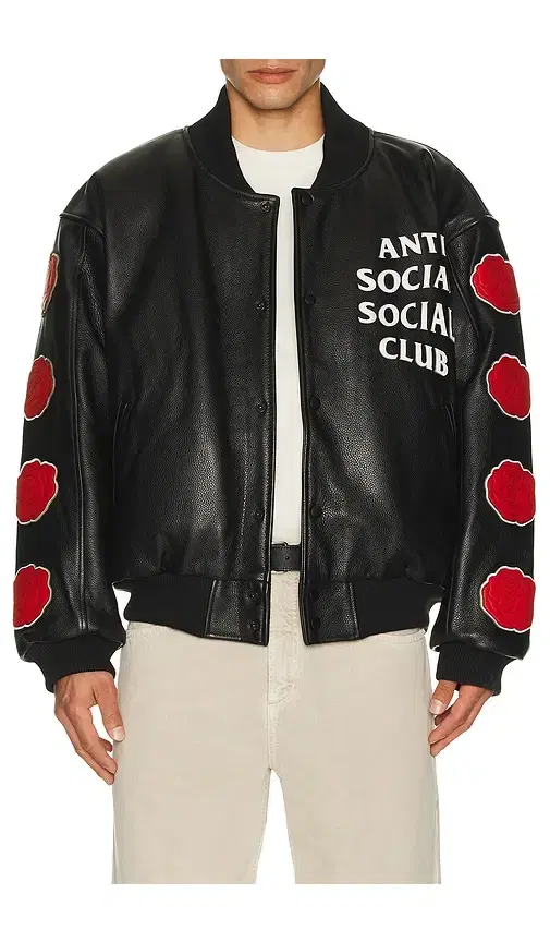 Petal To The Metal Leather Varsity Jacket