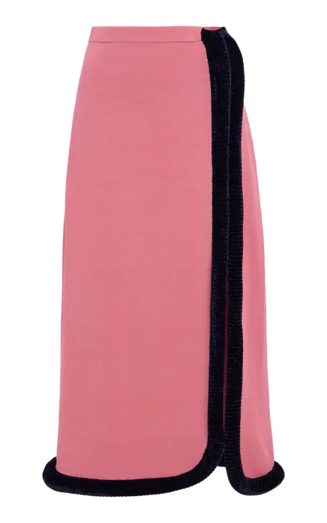 Diotima Castries Velvet-Trimmed Knit Maxi Skirt