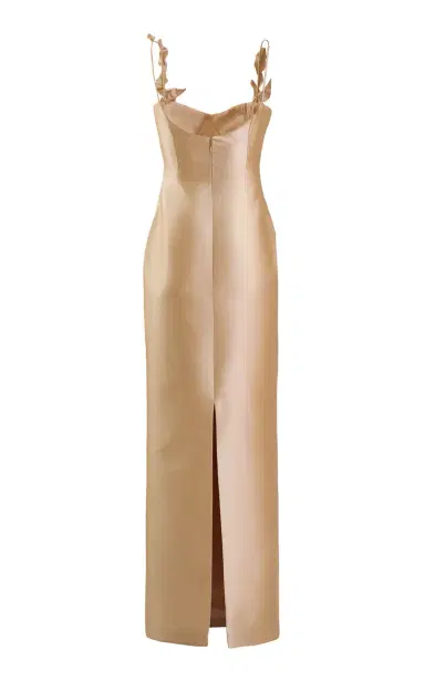 Yassmin Saleh Halo Ruffled Silk-Blend Satin Gown | Thumbnail 3