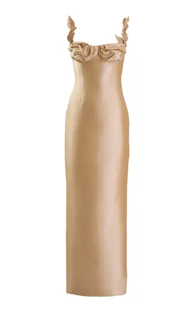 Yassmin Saleh Halo Ruffled Silk-Blend Satin Gown | Thumbnail 1