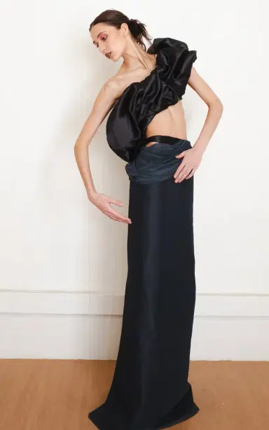 Yassmin Saleh Unfold Draped Silk-Blend Maxi Skirt | Thumbnail 2