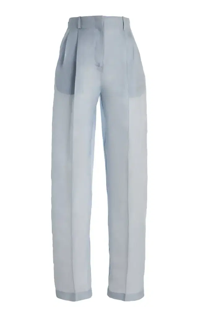 Atelier Prabal Gurung High-Rise Satin-Faced Organza Straight-Leg Pants