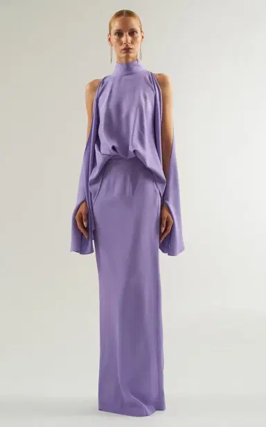 Taller Marmo Bacall Cold Shoulder Satin Maxi Dress | Thumbnail 2