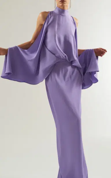 Taller Marmo Bacall Cold Shoulder Satin Maxi Dress | Thumbnail 3