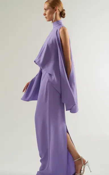 Taller Marmo Bacall Cold Shoulder Satin Maxi Dress | Thumbnail 4