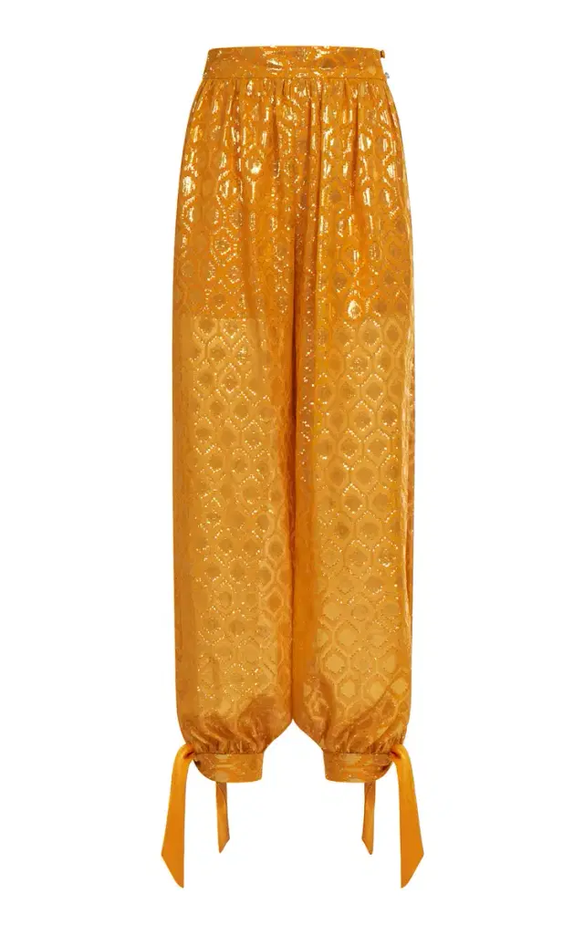 Taller Marmo Giuni Metallic Printed Silk-Blend Pants