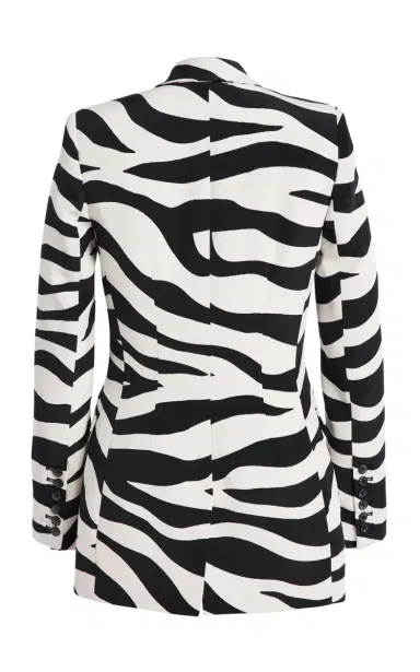 Sergio Hudson Long Notched Collar Silk Crepe Blazer - Animal | Thumbnail 3