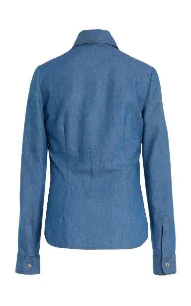 Sergio Hudson Snap-Button-Detailed Denim Shirt | Thumbnail 3
