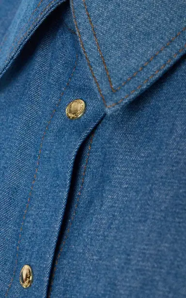 Sergio Hudson Snap-Button-Detailed Denim Shirt | Thumbnail 4
