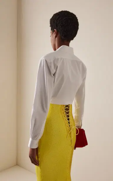 Sergio Hudson Cropped Tie-Front Cotton Shirt | Thumbnail 4 Sergio Hudson Cropped Tie-Front Cotton Shirt | Thumbnail 4
