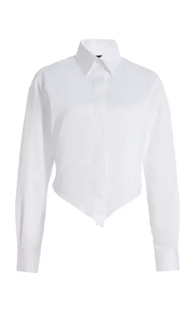 Sergio Hudson Cropped Tie-Front Cotton Shirt | Thumbnail 1 Sergio Hudson Cropped Tie-Front Cotton Shirt | Thumbnail 1
