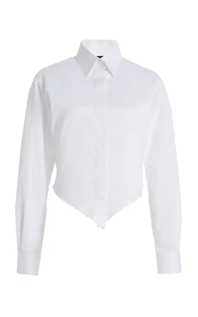 Cropped Tie-Front Cotton Shirt