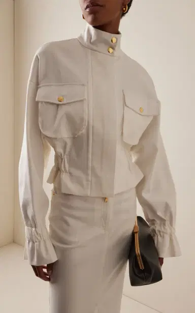 Sergio Hudson Silk Faille Cropped Utility Jacket | Thumbnail 3
