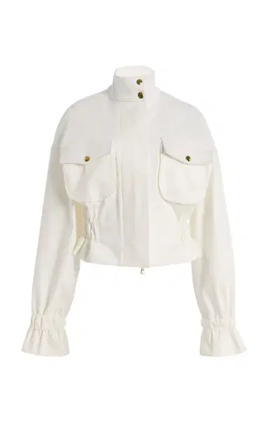 Sergio Hudson Silk Faille Cropped Utility Jacket | Thumbnail 10