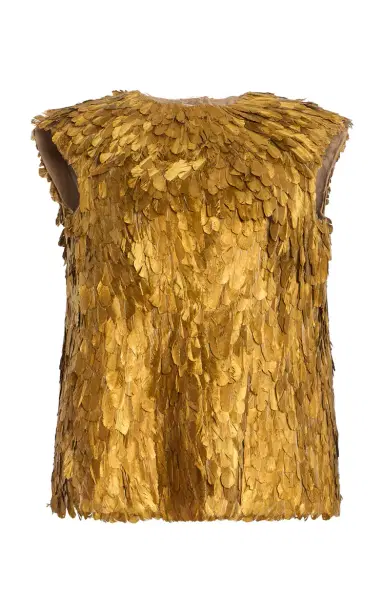 Atelier Prabal Gurung Metallic Hand-Feathered Top | Thumbnail 1