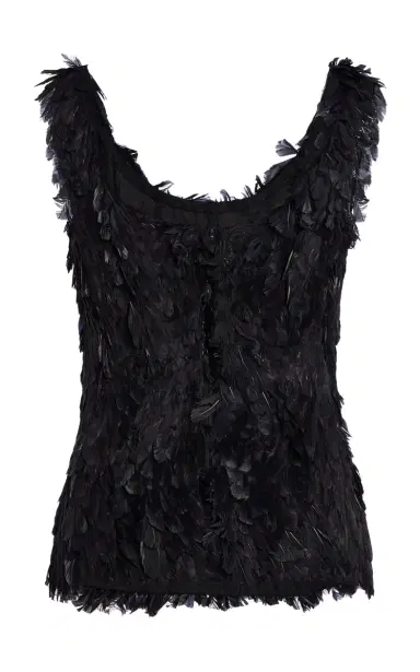 Atelier Prabal Gurung Hand-Feathered Corset Tank Top | Thumbnail 3