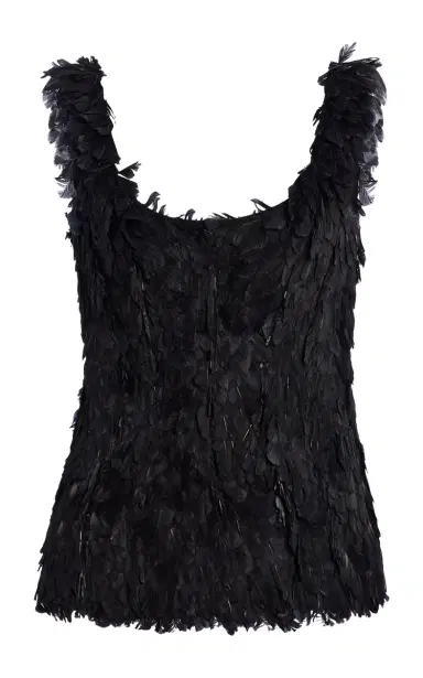 Atelier Prabal Gurung Hand-Feathered Corset Tank Top | Thumbnail 5