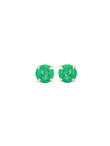 Wish Fine Jewelry 0.83ct Emerald 14K Gold Round Stud Earrings | Thumbnail 2