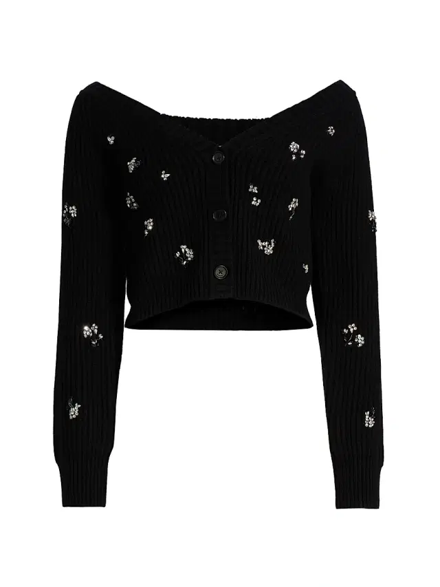 SIMKHAI Women's Novah Crystal-Embellished Cardigan - Black