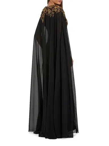 Mac Duggal Women's Crepe Floral Embellished Gown - Black Gold - Size 16 | Thumbnail 2 Mac Duggal Women's Crepe Floral Embellished Gown - Black Gold - Size 16 | Thumbnail 2