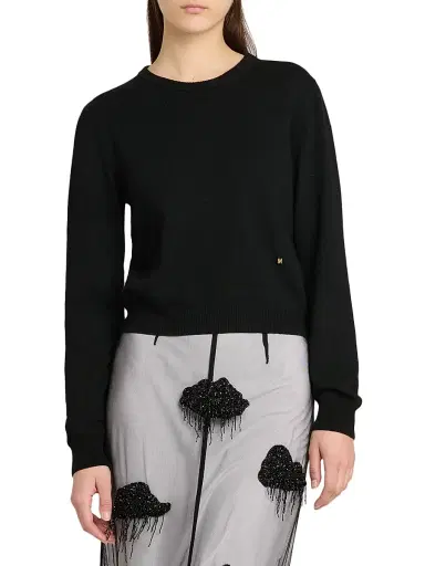 MOSCHINO Women's Ribbed Wool-Blend Crewneck Sweater - Black - Size 12 | Thumbnail 3 MOSCHINO Women's Ribbed Wool-Blend Crewneck Sweater - Black - Size 12 | Thumbnail 3