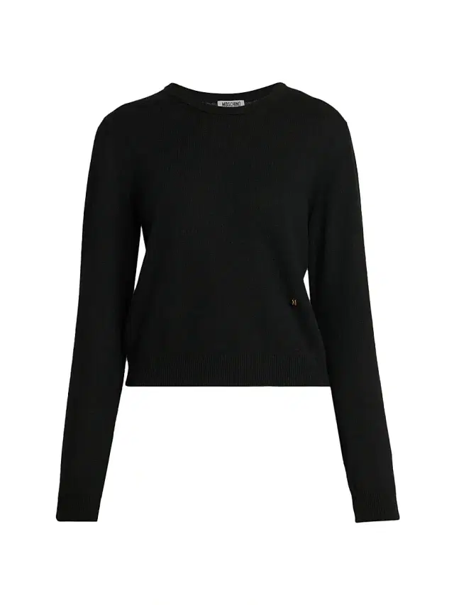 Moschino Women's Ribbed Wool-Blend Crewneck Sweater - Black