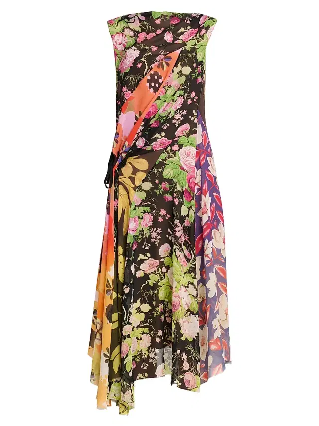 Moschino Women's Mixed Floral Silk Georgette Midi-Dress - Multi Only One Color