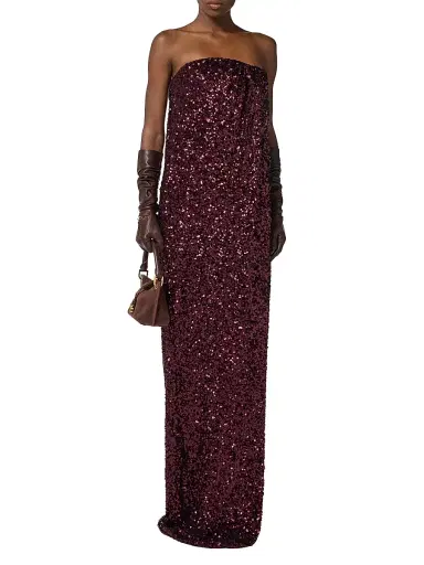 Elisabetta Franchi Women's Sequined Strapless Column Gown | Thumbnail 2 Elisabetta Franchi Women's Sequined Strapless Column Gown | Thumbnail 2