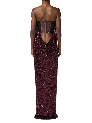 Elisabetta Franchi Women's Sequined Strapless Column Gown | Thumbnail 3 Elisabetta Franchi Women's Sequined Strapless Column Gown | Thumbnail 3