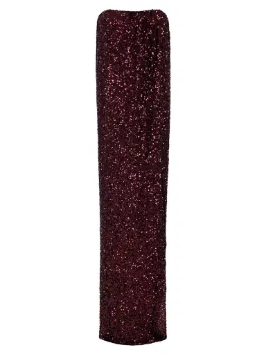 Elisabetta Franchi Women's Sequined Strapless Column Gown - Merlot - Size 12 | Thumbnail 1 Elisabetta Franchi Women's Sequined Strapless Column Gown - Merlot - Size 12 | Thumbnail 1