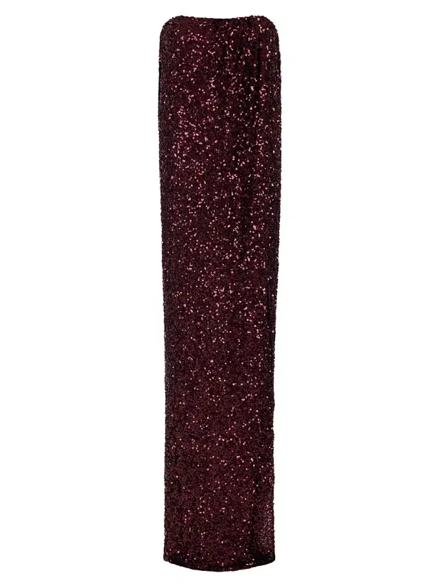 Elisabetta Franchi Women's Sequined Strapless Column Gown - Merlot