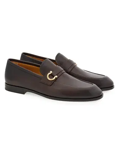 FERRAGAMO Men's Florio Gancini Leather Loafers - Moro New Biscotto | Thumbnail 2 FERRAGAMO Men's Florio Gancini Leather Loafers - Moro New Biscotto | Thumbnail 2