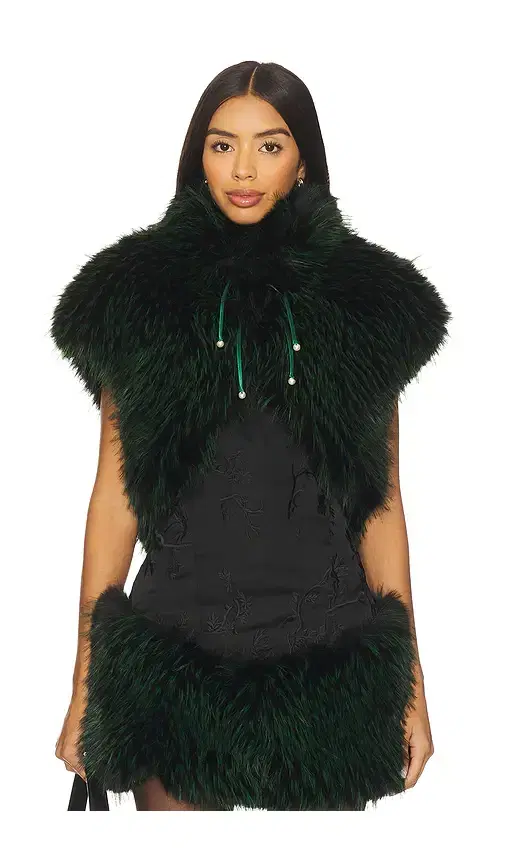 Kim Shui Lina Faux Fur Green Vest Top
