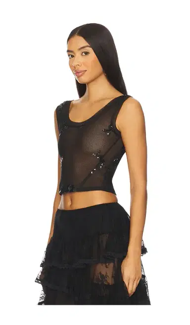 Yuhan Wang Floral Sequin Mesh Top | Thumbnail 2