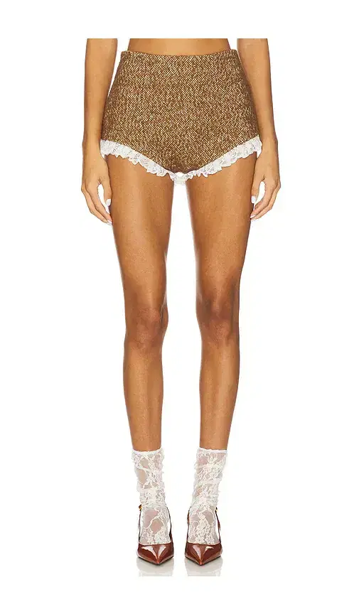 Lace Trimmed Herringbone Short