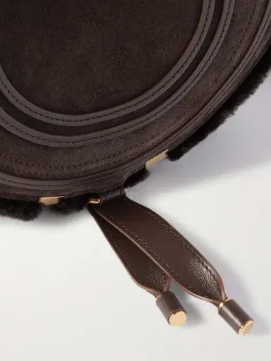Chloé Marcie Leather-trimmed Suede And Shearling Shoulder Bag | Thumbnail 4 Chloé Marcie Leather-trimmed Suede And Shearling Shoulder Bag | Thumbnail 4