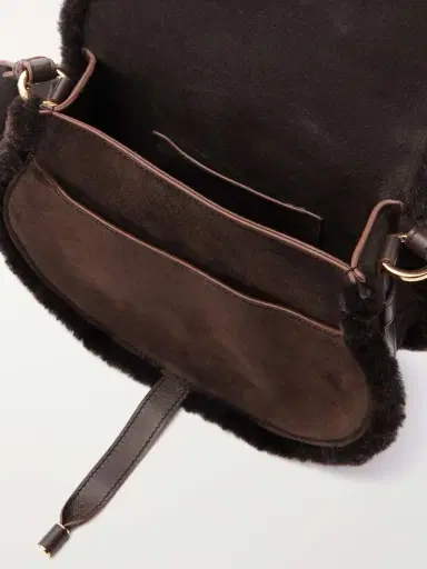 Chloé Marcie Leather-trimmed Suede And Shearling Shoulder Bag | Thumbnail 5 Chloé Marcie Leather-trimmed Suede And Shearling Shoulder Bag | Thumbnail 5