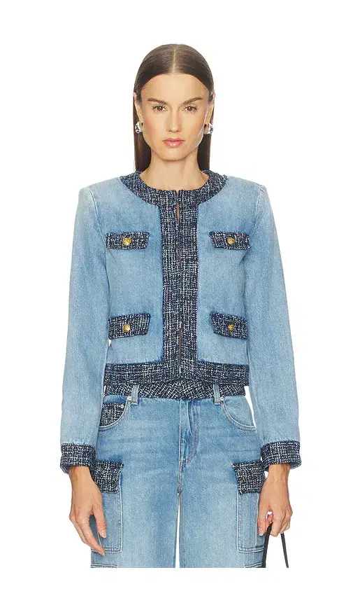 Alice + Olivia Alice + Olivia Landon Cropped Denim Jacket