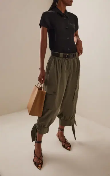 Sea Arianna Belted Cotton Cargo Capri Pants | Thumbnail 2