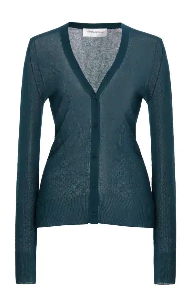 Victoria Beckham Fine-Knit Cotton-Blend Cardigan | Thumbnail 1