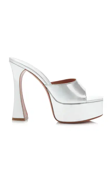 Amina Muaddi Dalida Metallic Leather Platform Mules | Thumbnail 6 Amina Muaddi Dalida Metallic Leather Platform Mules | Thumbnail 6