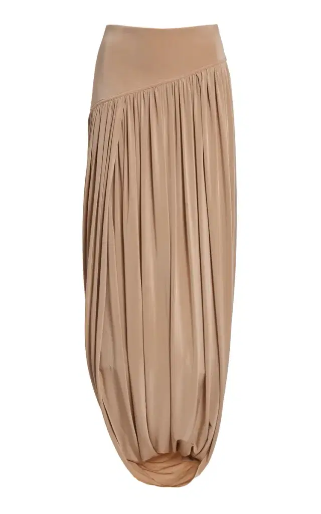 Draped Jersey Midi Skirt