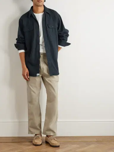 OrSlow Two Tuck Straight-Leg Pleated Cotton-Twill Trousers - Men | Thumbnail 2