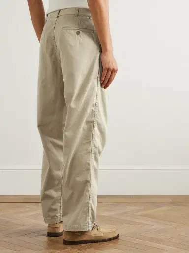 OrSlow Two Tuck Straight-Leg Pleated Cotton-Twill Trousers - Men | Thumbnail 4