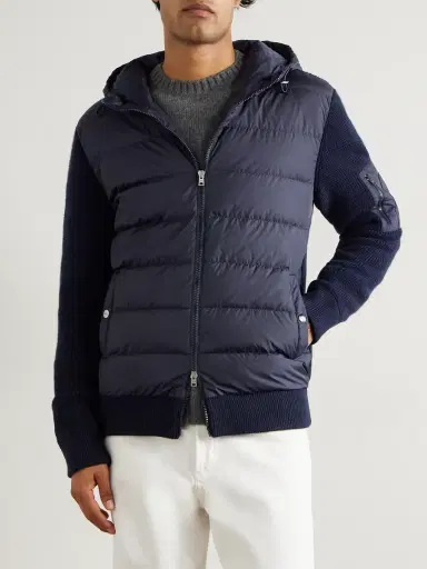 HERNO Shell-Trimmed Wool Hooded Down Jacket - Men | Thumbnail 3 HERNO Shell-Trimmed Wool Hooded Down Jacket - Men | Thumbnail 3