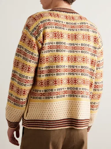 BODE Marzipan Jacquard-Knit Wool Cardigan - Men | Thumbnail 3