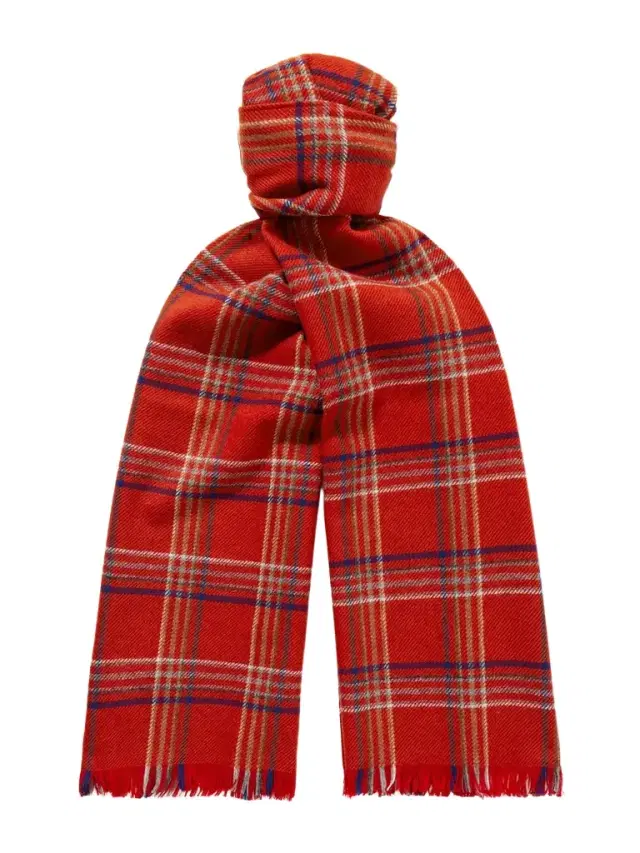 Gable Checked Fringed Wool Scarf - Men