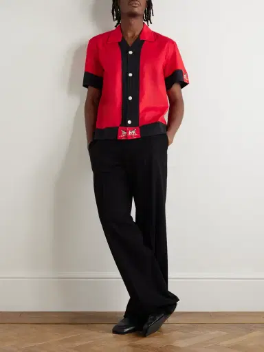 BODE Camp-Collar Embroidered Two-Tone Cotton Shirt - Men | Thumbnail 2 BODE Camp-Collar Embroidered Two-Tone Cotton Shirt - Men | Thumbnail 2