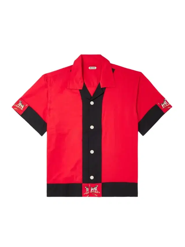 Camp-Collar Embroidered Two-Tone Cotton Shirt - Men